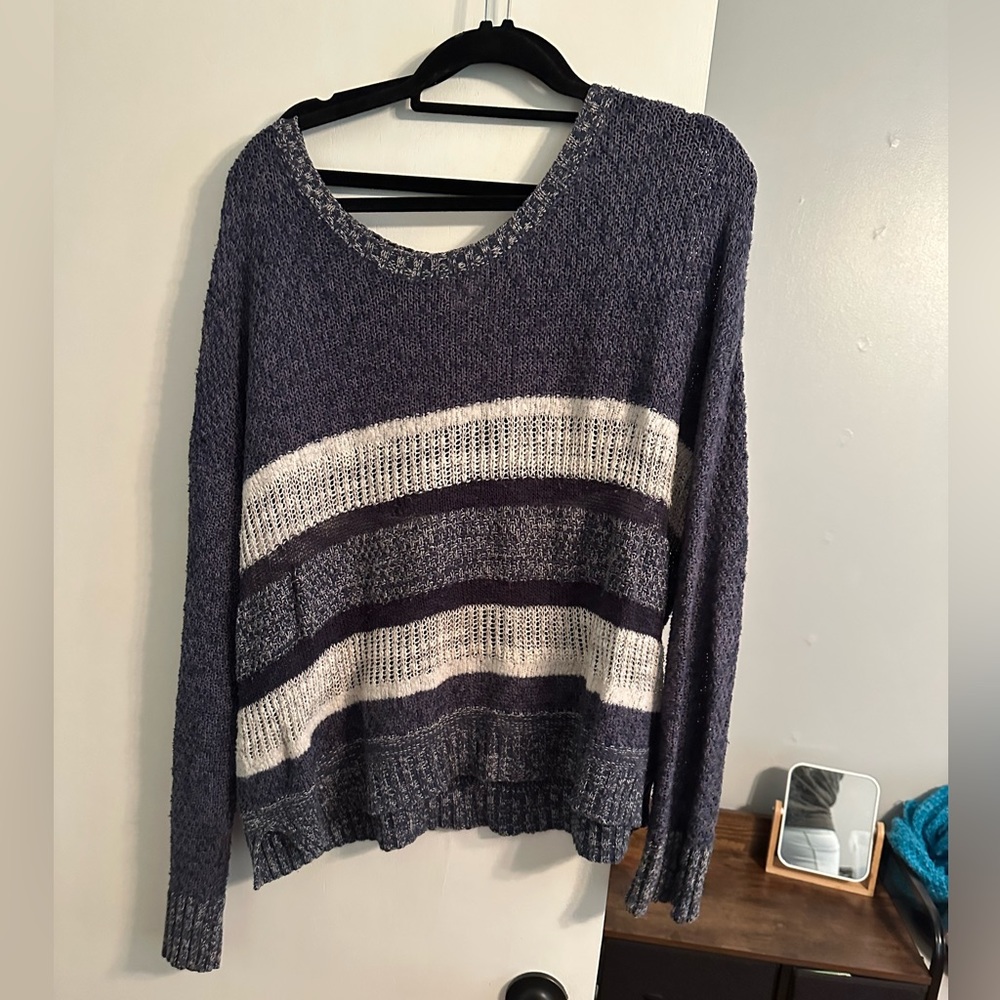 Crop striped light-weight sweater
